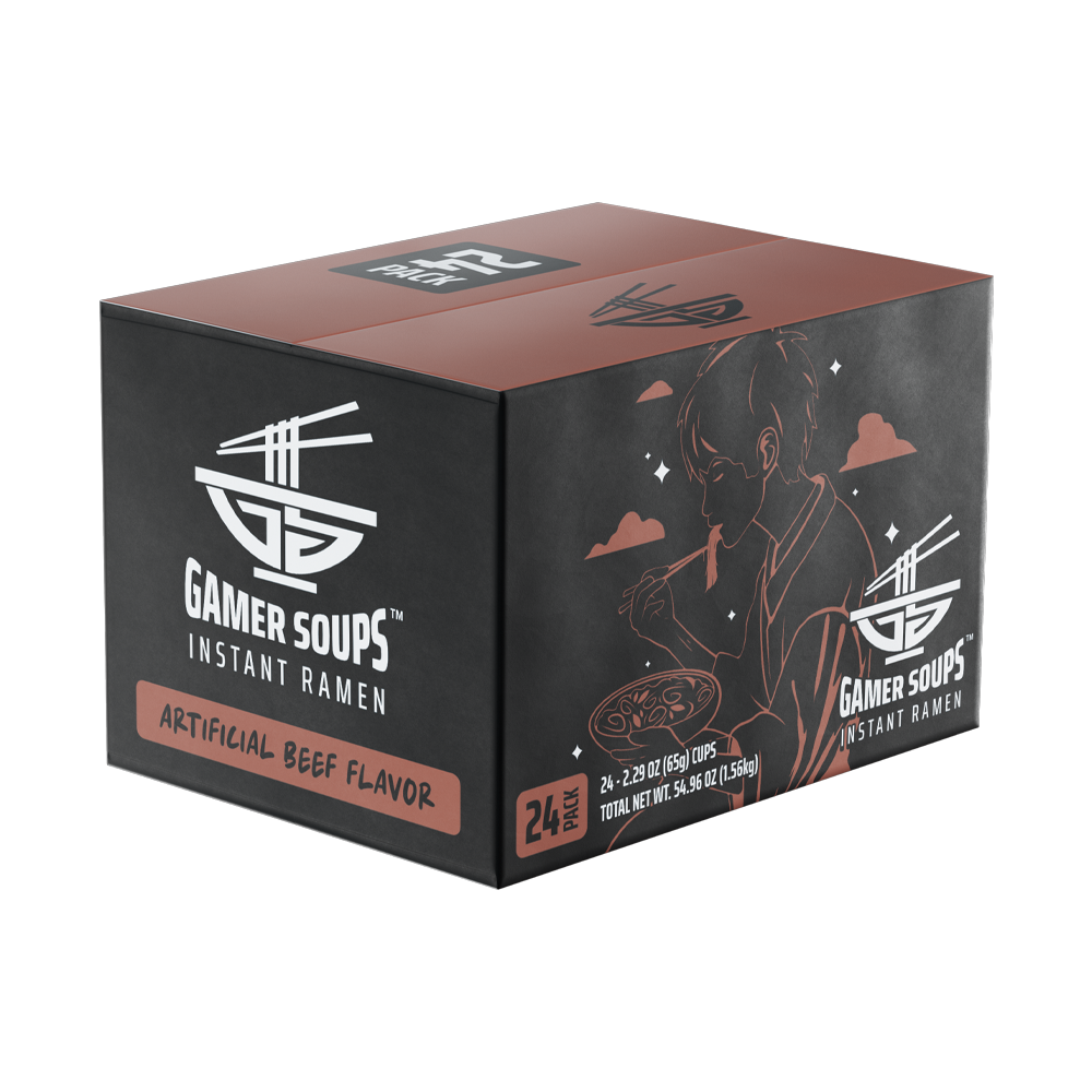 Gamer Soups Instant Noodles - Beef (24 Cup Box)