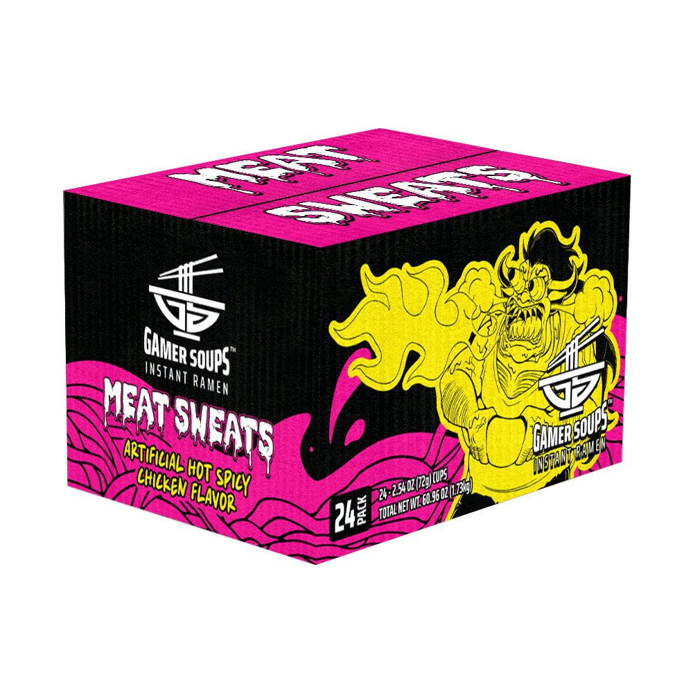 Gamer Soups Instant Noodles - Meat Sweats (24 Cup Box)