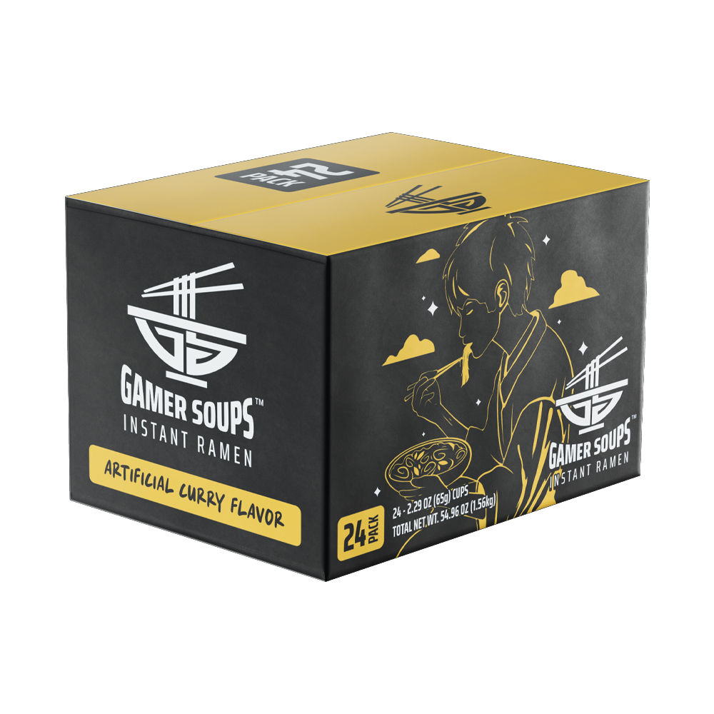 Gamer Soups Instant Noodles - Curry (24 Cup Box)